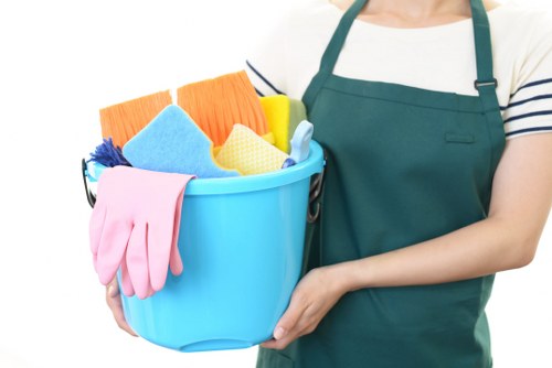 Professional cleaner working in a Notting Hill apartment